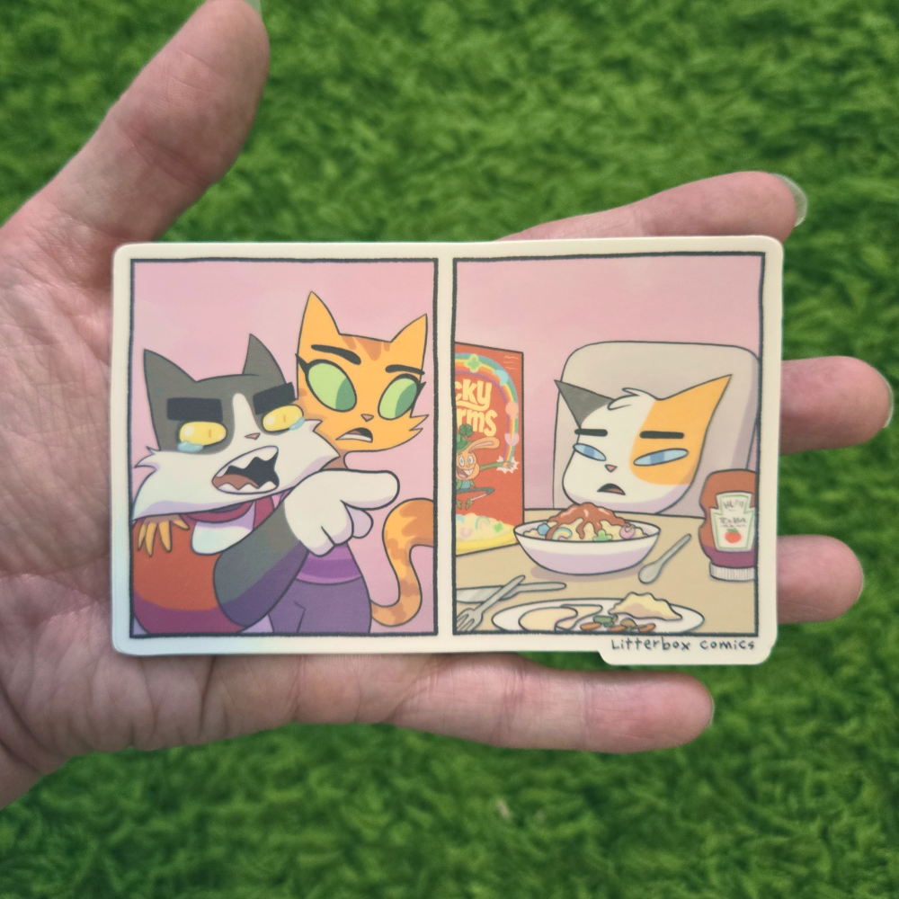 Cat Yelling at Cat Meme Vinyl Sticker