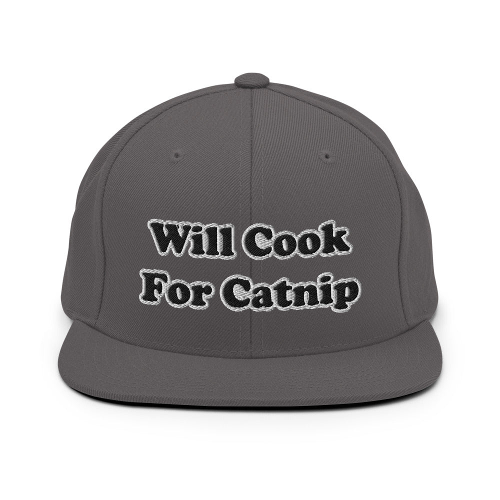 Will Cook For Catnip Snapback Hat