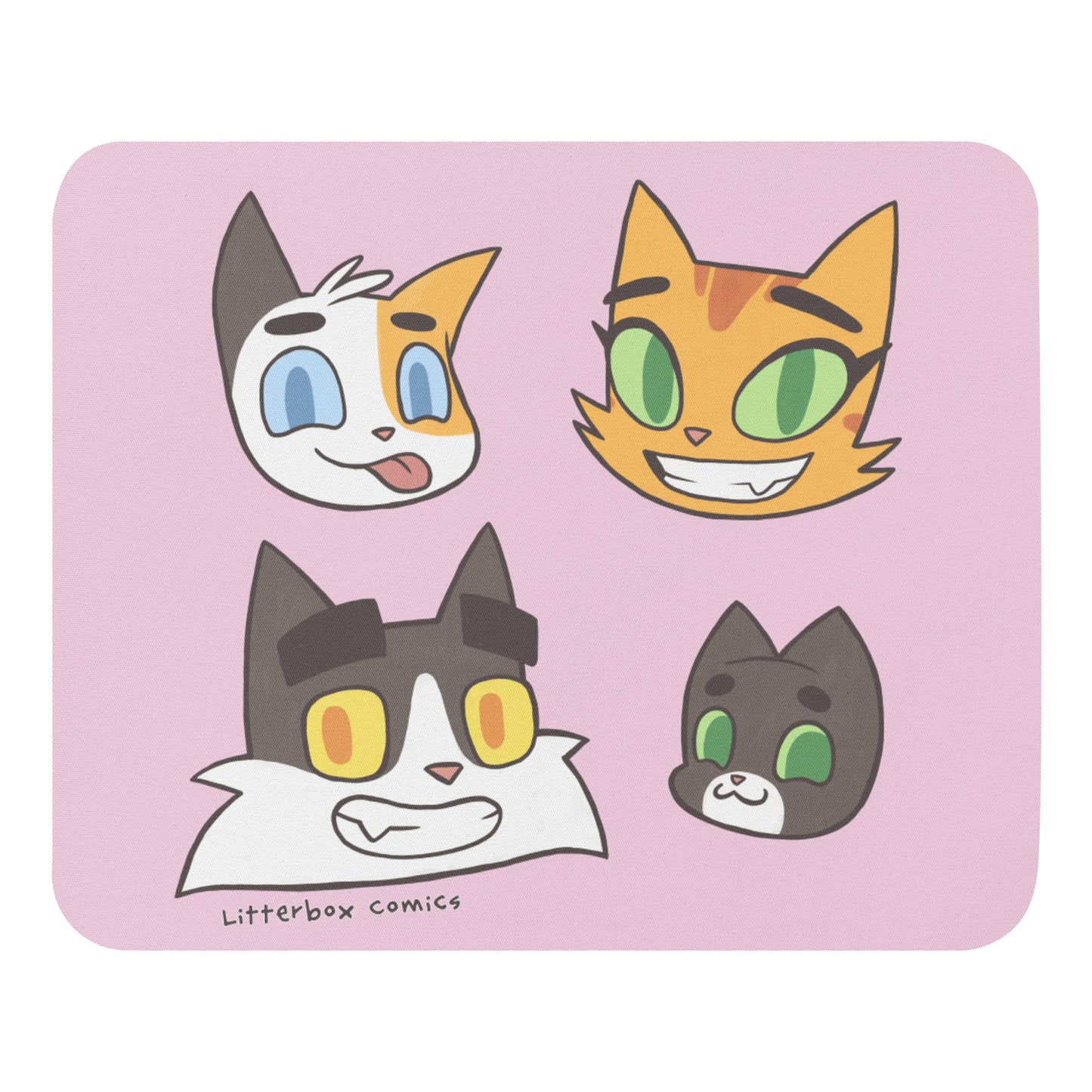 Litterbox Family Heads Mouse Pad