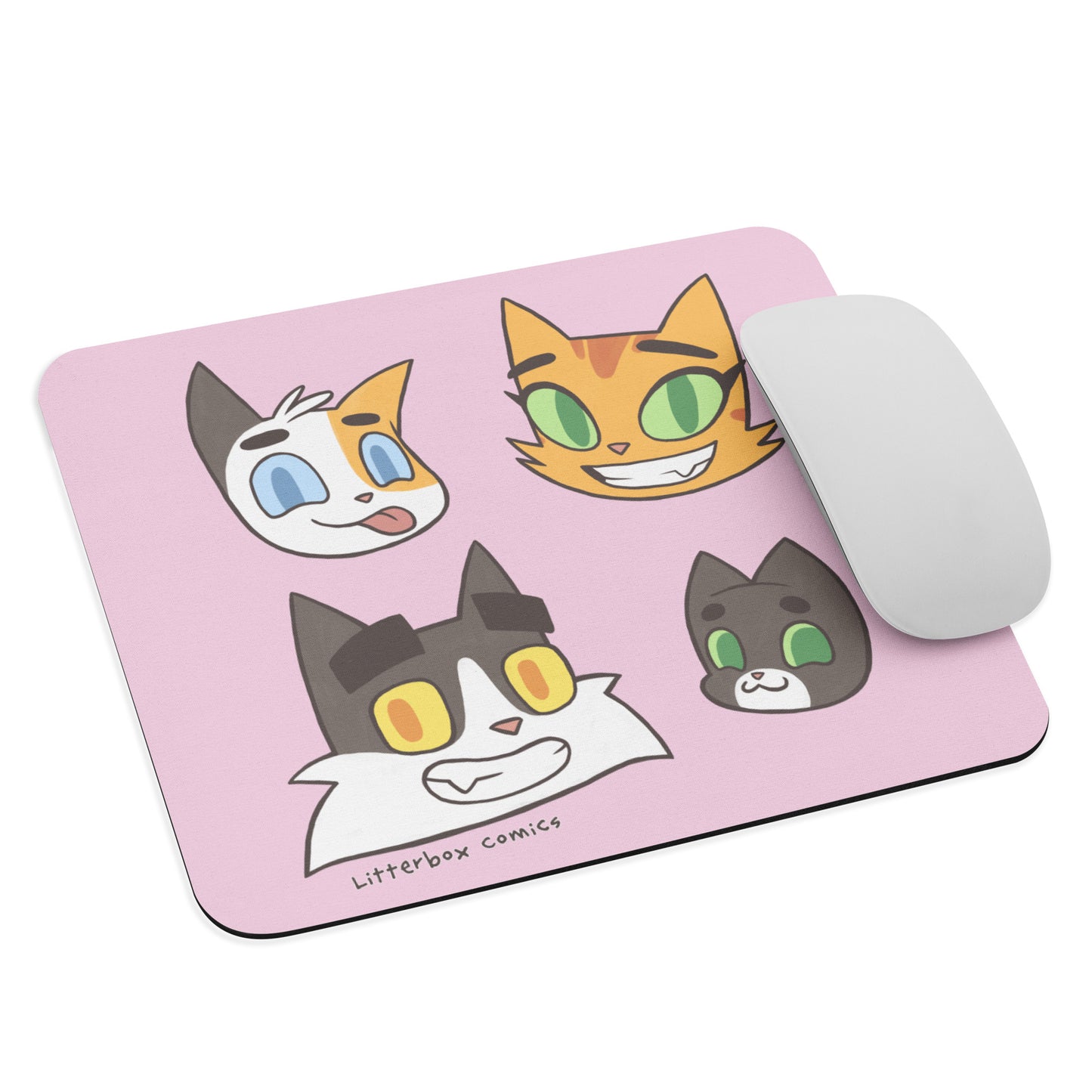 Litterbox Family Heads Mouse Pad