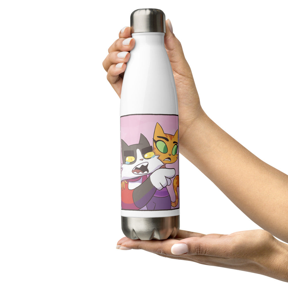 Cat Yelling at Cat Meme Water Bottle