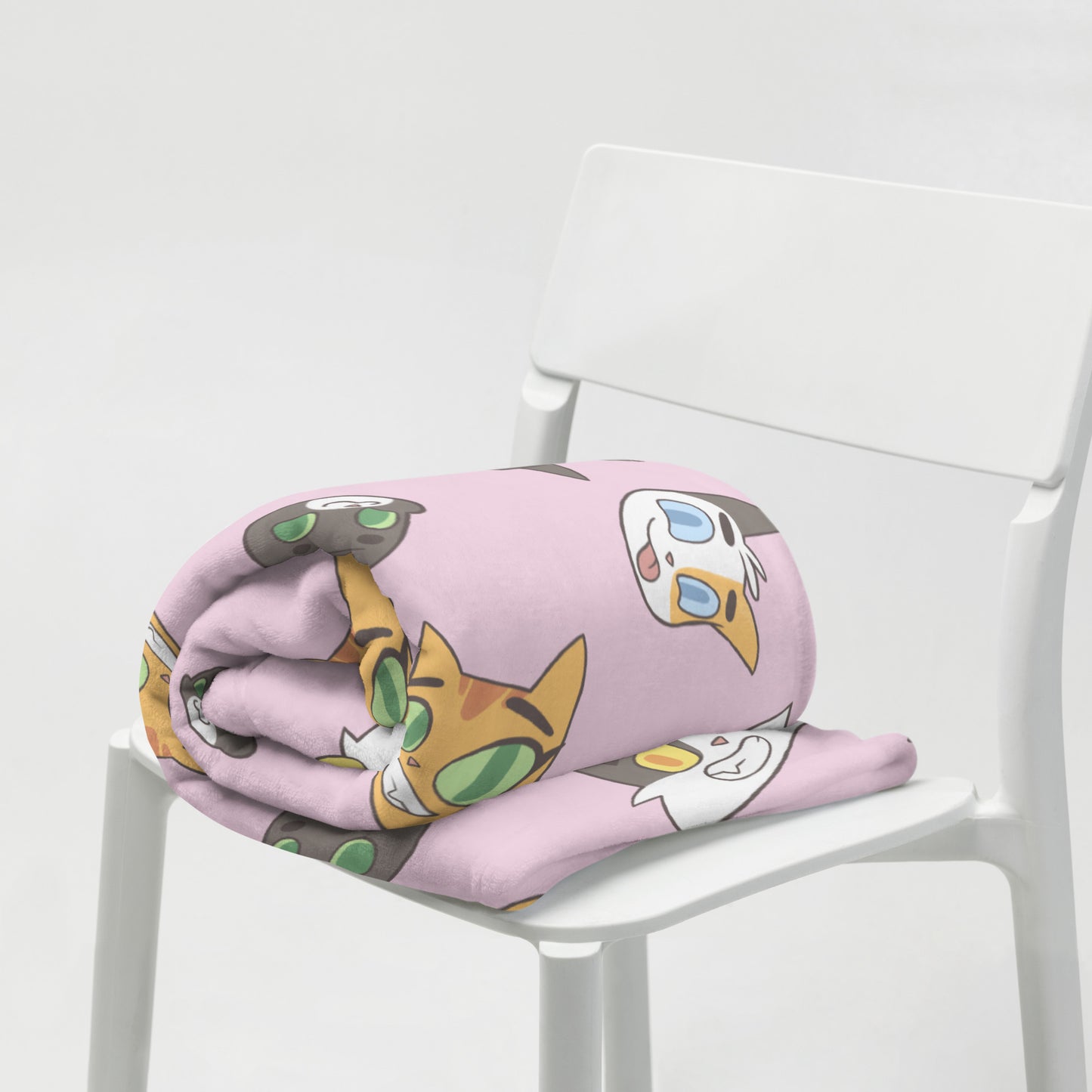 Litterbox Family Heads Throw Blanket (pink)