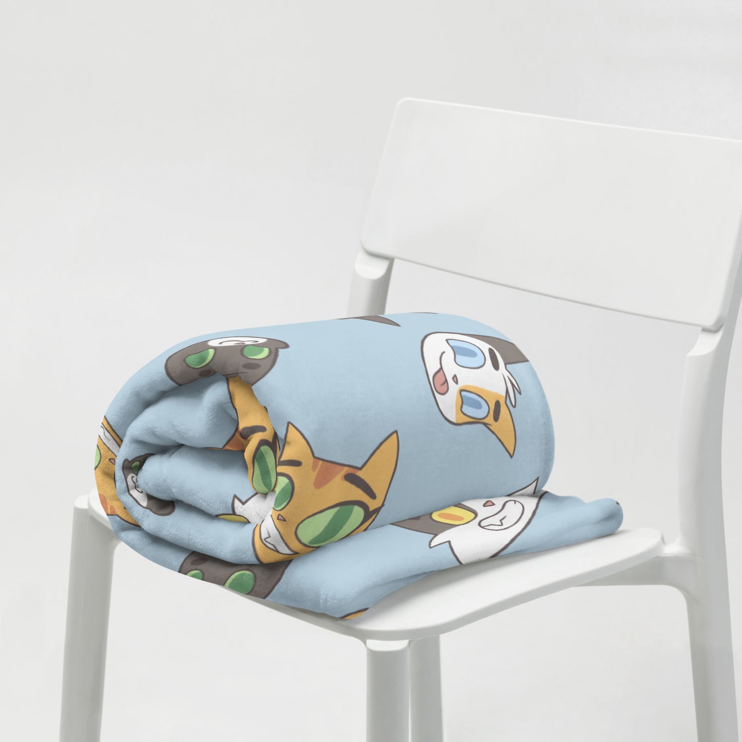 Litterbox Family Heads Throw Blanket (blue)