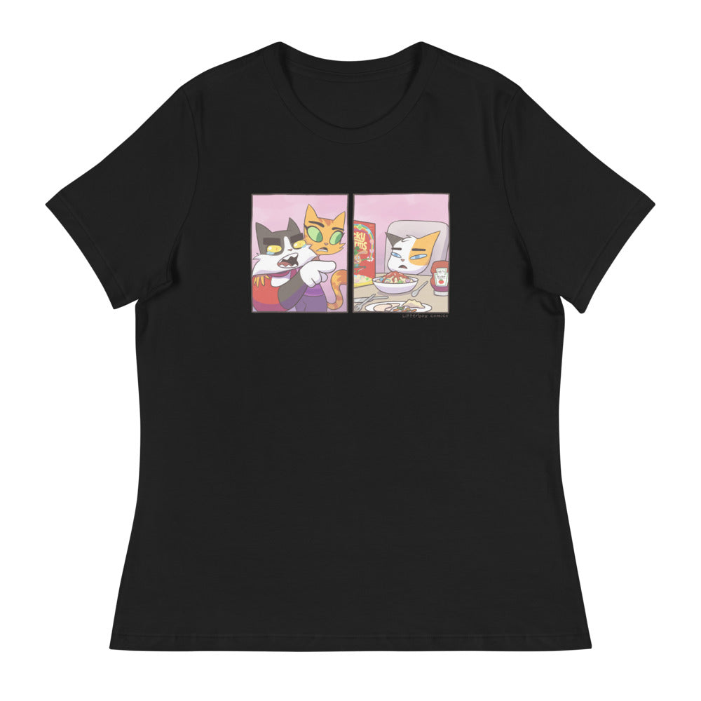 Cat Yelling at Cat Meme Women's Relaxed T-Shirt