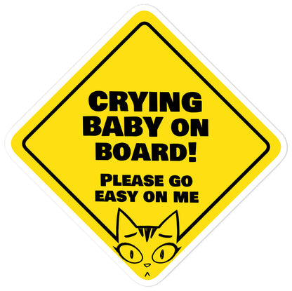 Crying Baby on Board Vinyl Car Sticker by Litterbox Comics