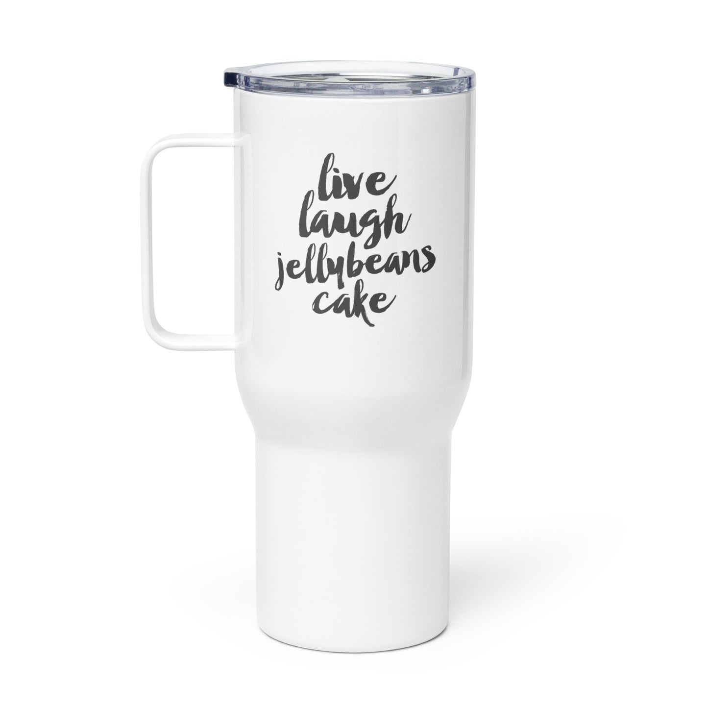 Live Laugh Jellybeans Cake Dancing Fran Travel Mug with handle