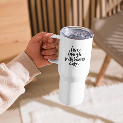 Live Laugh Jellybeans Cake Dancing Fran Travel Mug with handle