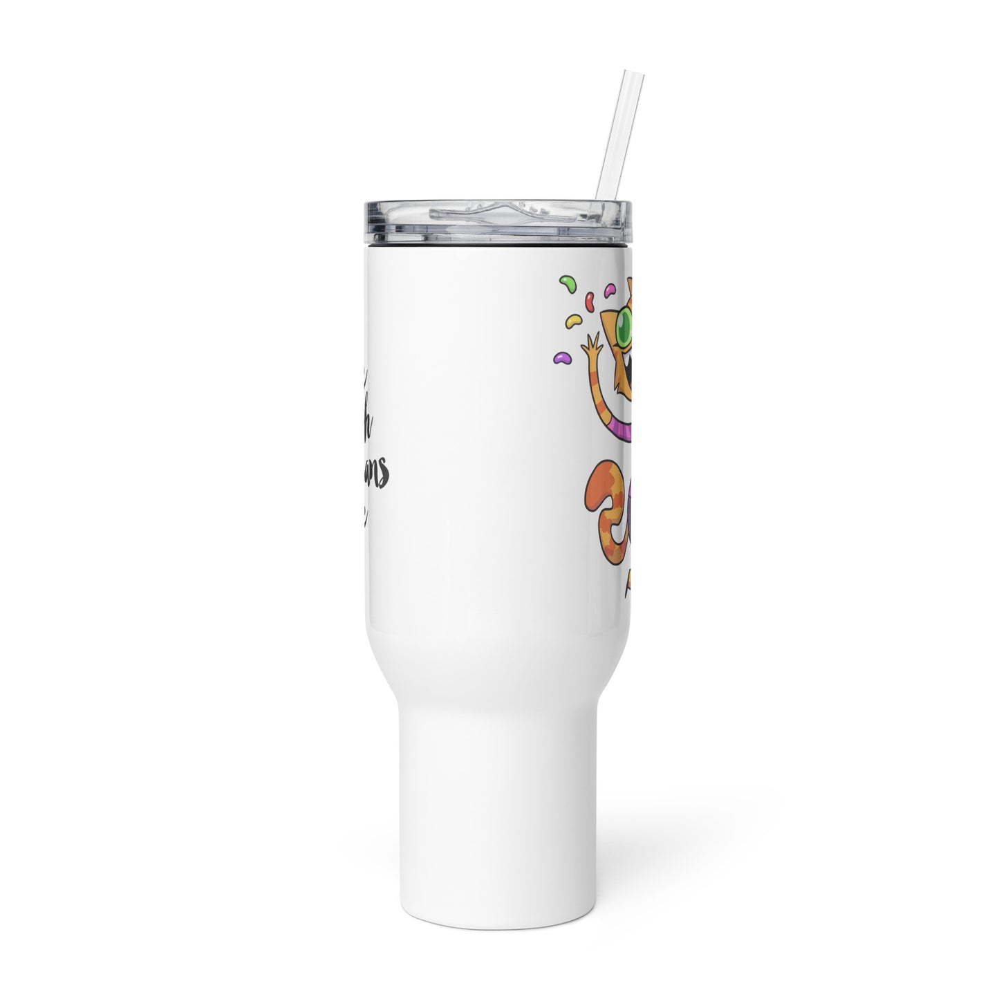 Live Laugh Jellybeans Cake Dancing Fran Travel Mug with handle