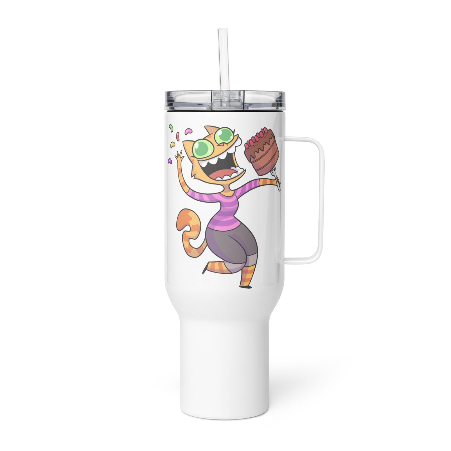 Live Laugh Jellybeans Cake Dancing Fran Travel Mug with handle