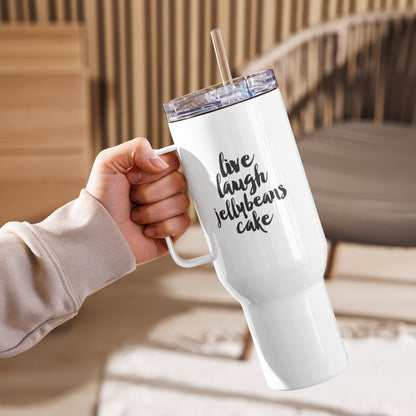 Live Laugh Jellybeans Cake Dancing Fran Travel Mug with handle