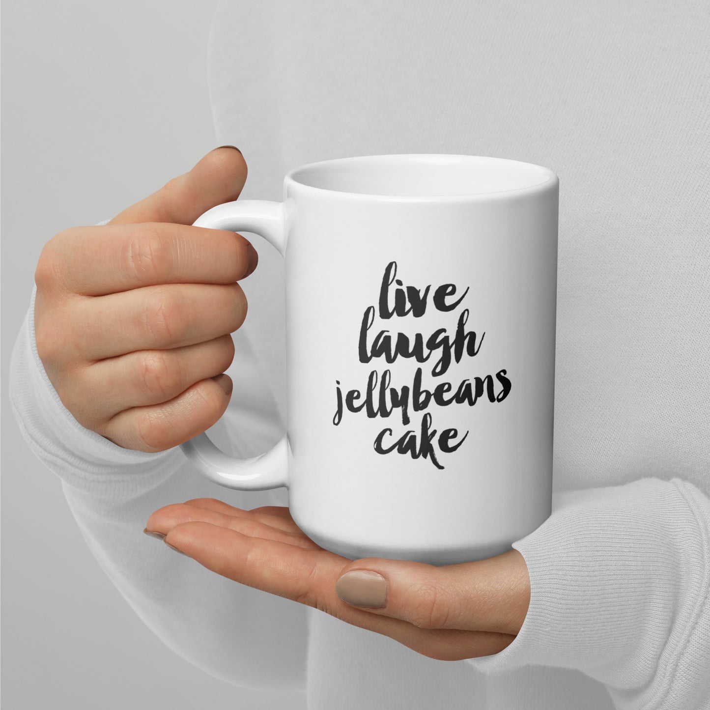 Live Laugh Jellybeans Cake Dancing Fran Mug