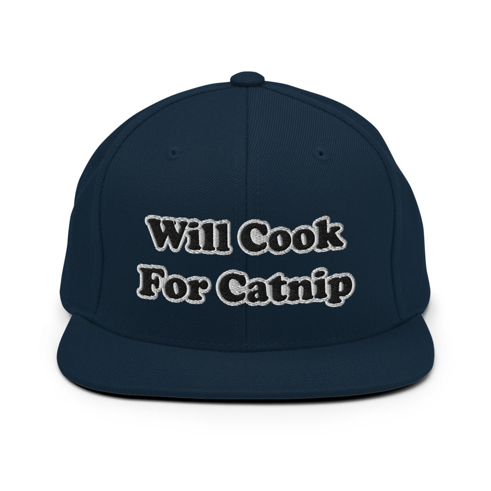 Will Cook For Catnip Snapback Hat