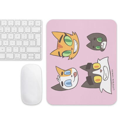 Litterbox Family Heads Mouse Pad