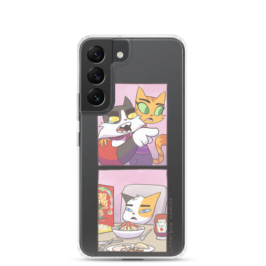 Cat Yelling at Cat Meme Samsung Case by Litterbox Comics