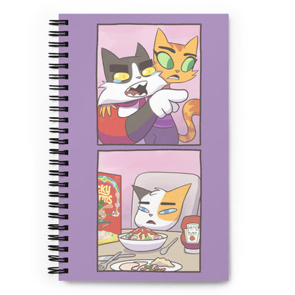 Cat Yelling at Cat Meme Spiral Notebook