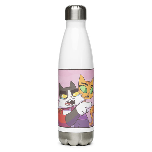 Cat Yelling at Cat Meme Water Bottle