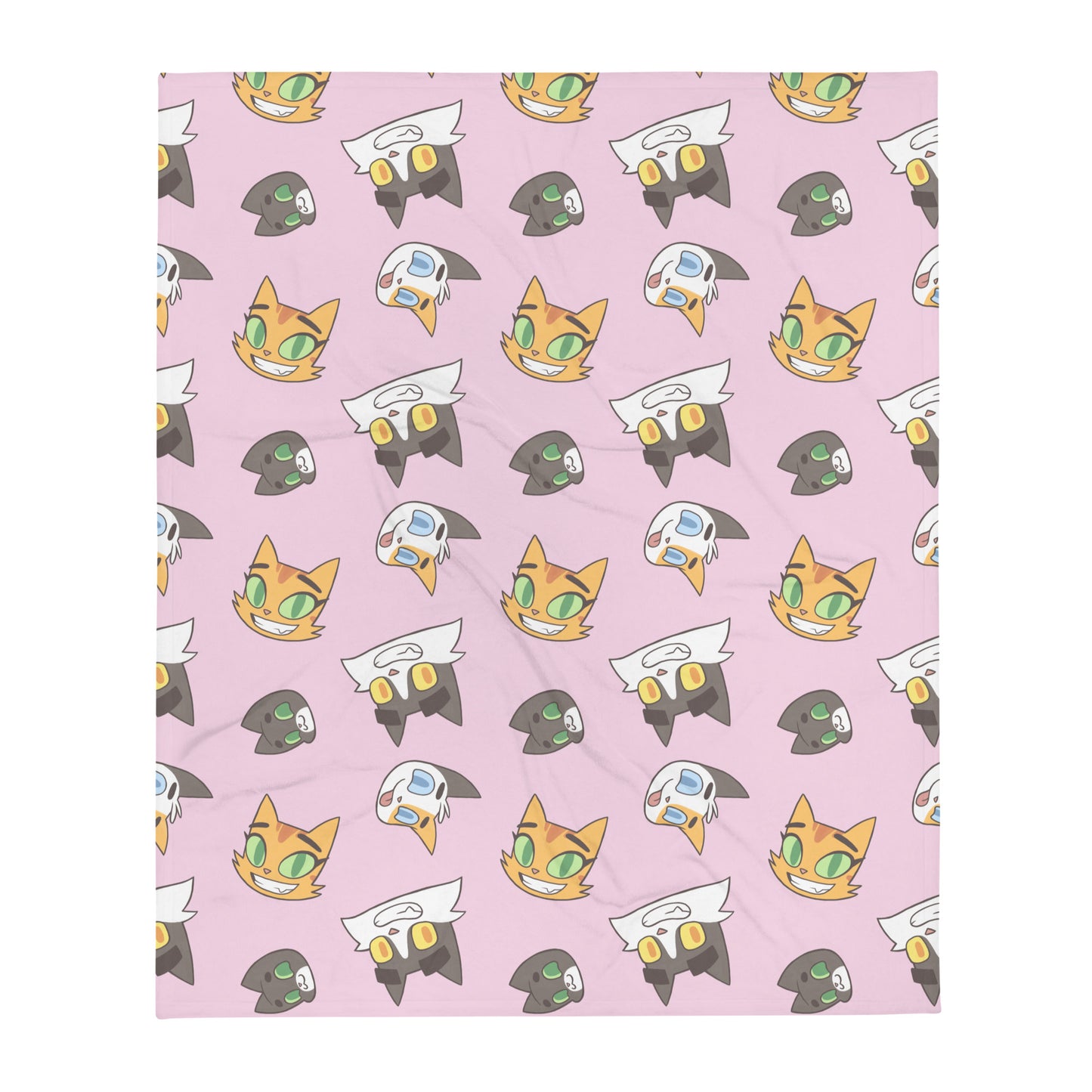 Litterbox Family Heads Throw Blanket (pink)