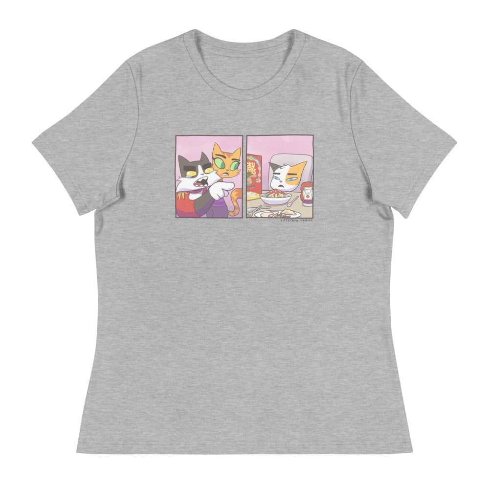 Cat Yelling at Cat Meme Women's Relaxed T-Shirt